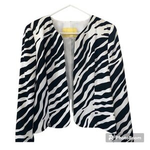 Flores & Flores Open-Front Animal Print Silk Jacket Size 10